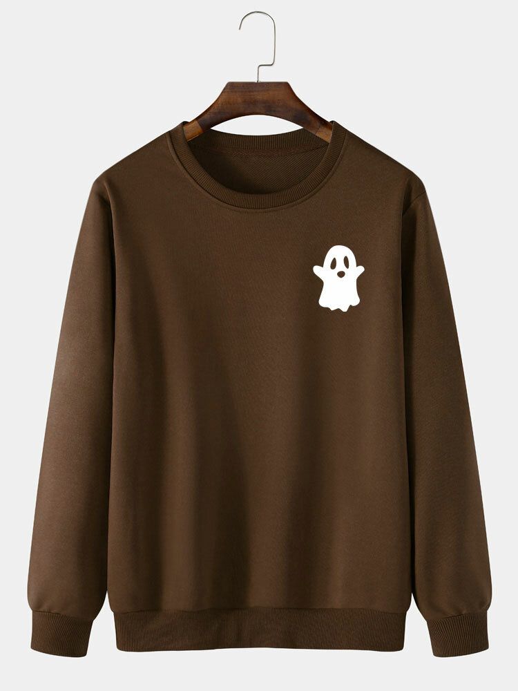 Halloween Devil Pattern Solid Casual Sweatshirt För Män