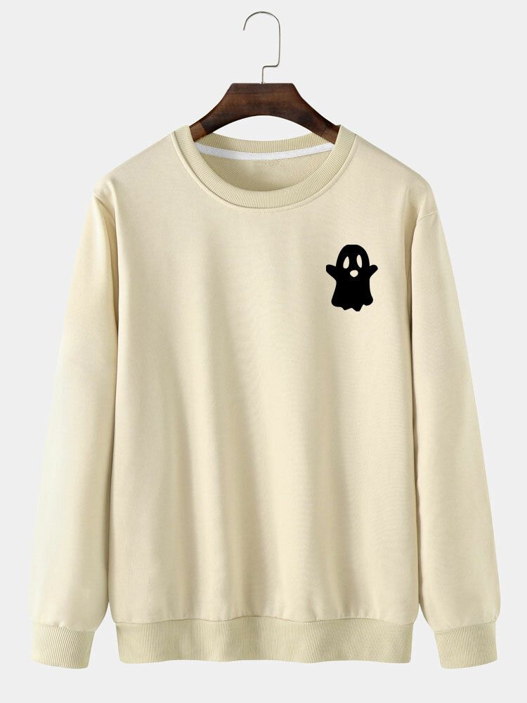 Halloween Devil Pattern Solid Casual Sweatshirt För Män