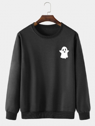 Halloween Devil Pattern Solid Casual Sweatshirt För Män