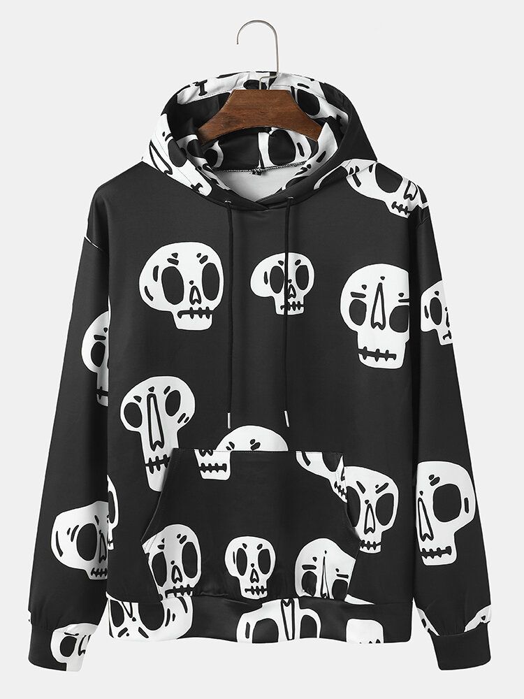 Halloween Sketelon För Män Tecknade Dragsko Casual Hoodies