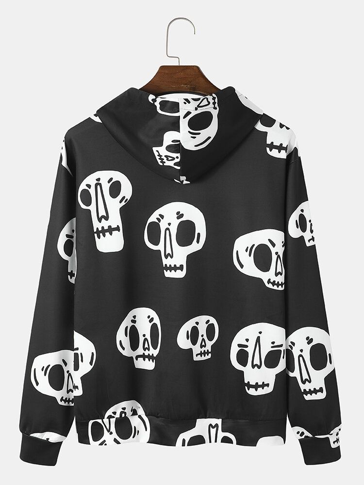 Halloween Sketelon För Män Tecknade Dragsko Casual Hoodies