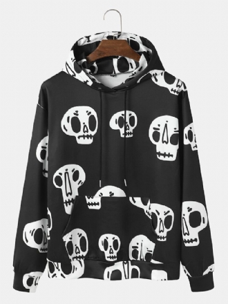 Halloween Sketelon För Män Tecknade Dragsko Casual Hoodies