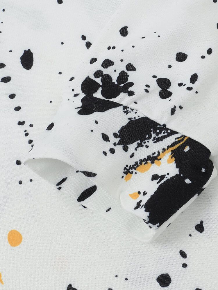 Herr All Over Ink Splatter Printing Casual Huvtröjor Med Dragsko