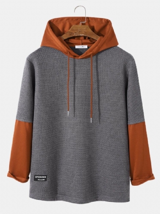 Herr Color Block Patchwork Hoodie Med Dragsko