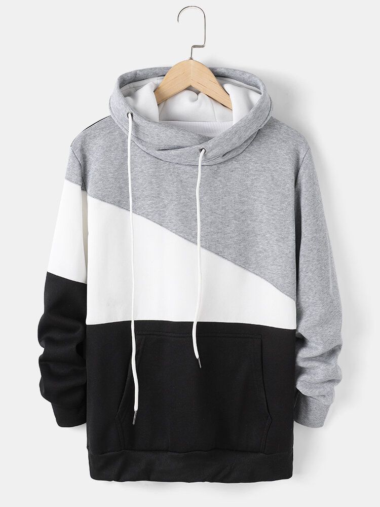 Herr Colorblock Patchwork Dragsko Casual Pullover Hoodie