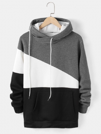 Herr Colorblock Patchwork Dragsko Casual Pullover Hoodie