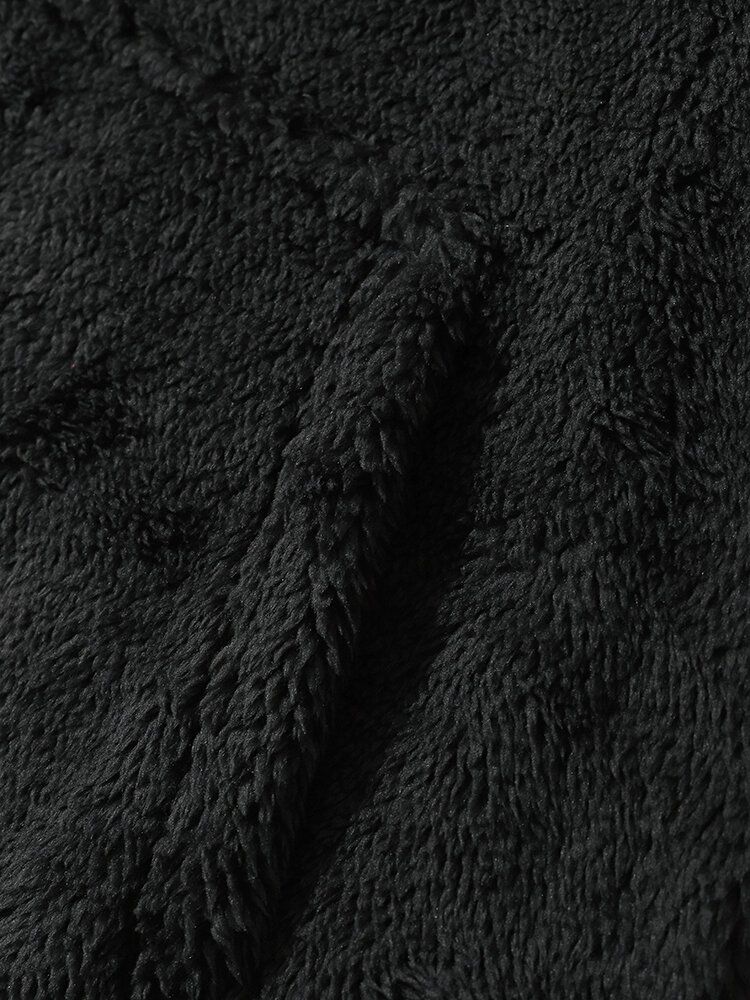 Herr Fleece Letter Contrast Kangaroo Pocket Dragsko Huvtröja