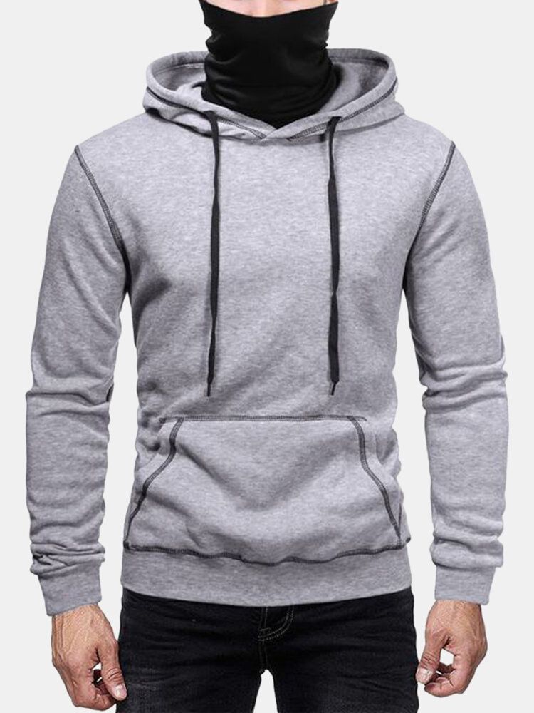 Herr Inside-out Kontrast Drop Shoulder Casual Snood Hoodie