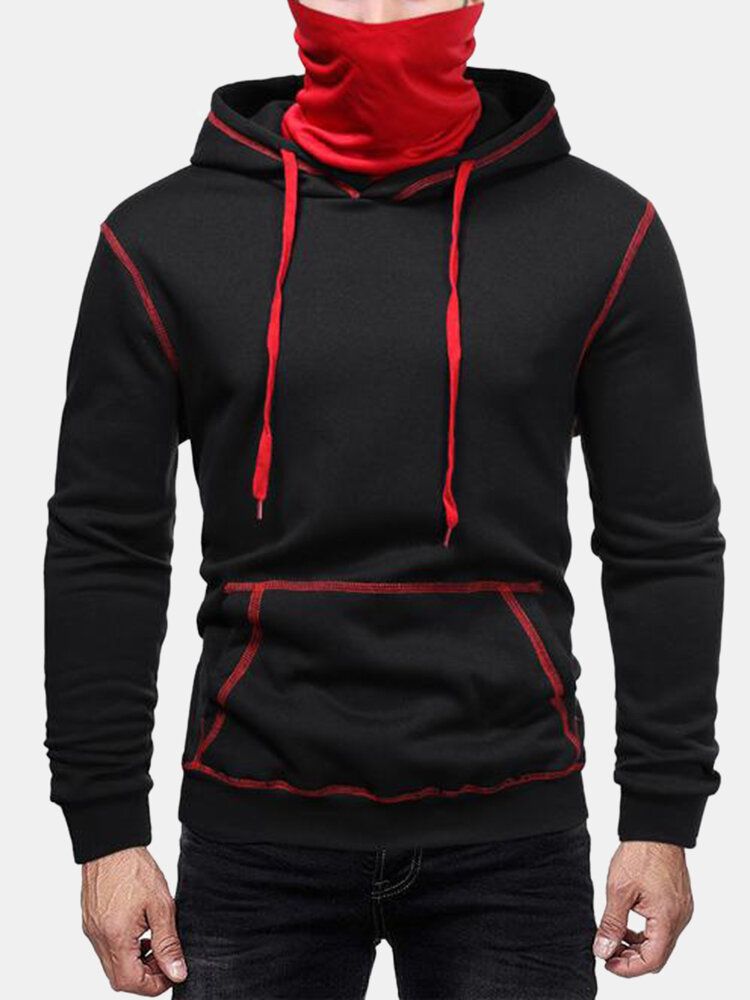 Herr Inside-out Kontrast Drop Shoulder Casual Snood Hoodie