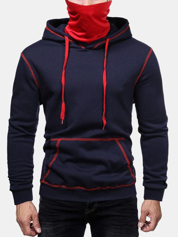 Herr Inside-out Kontrast Drop Shoulder Casual Snood Hoodie