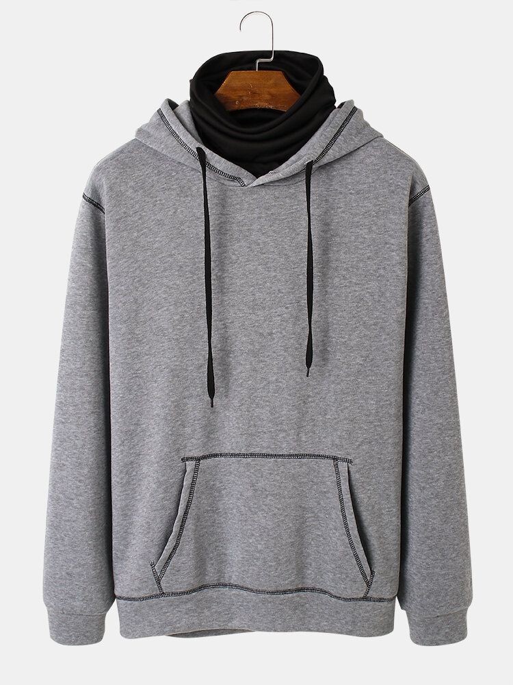 Herr Inside-out Kontrast Drop Shoulder Casual Snood Hoodie