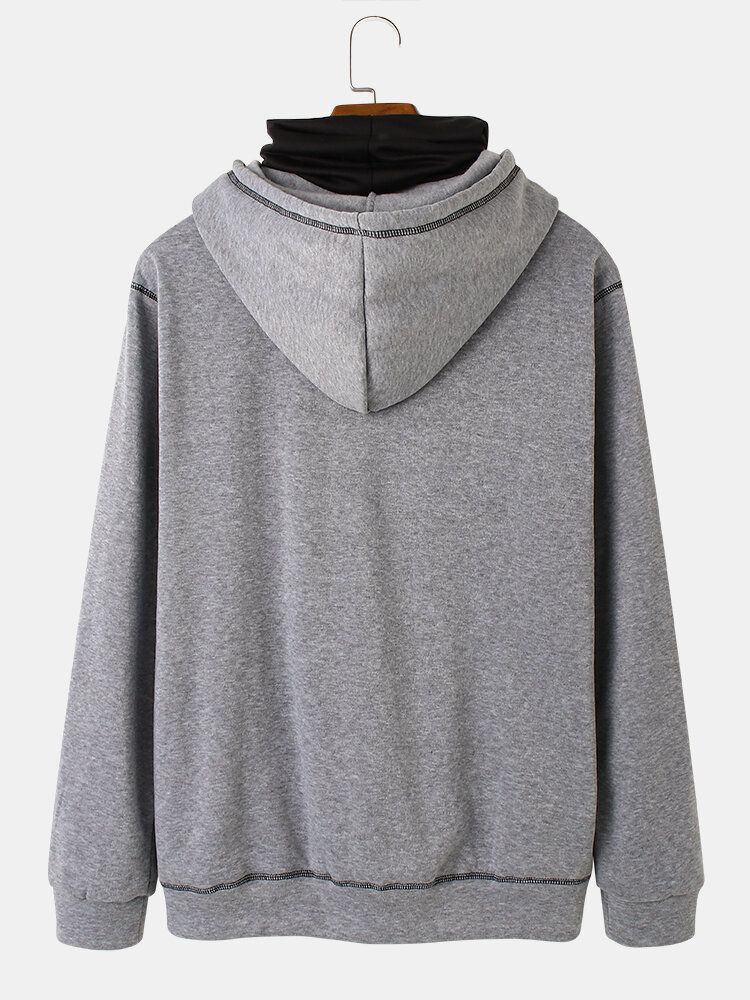 Herr Inside-out Kontrast Drop Shoulder Casual Snood Hoodie