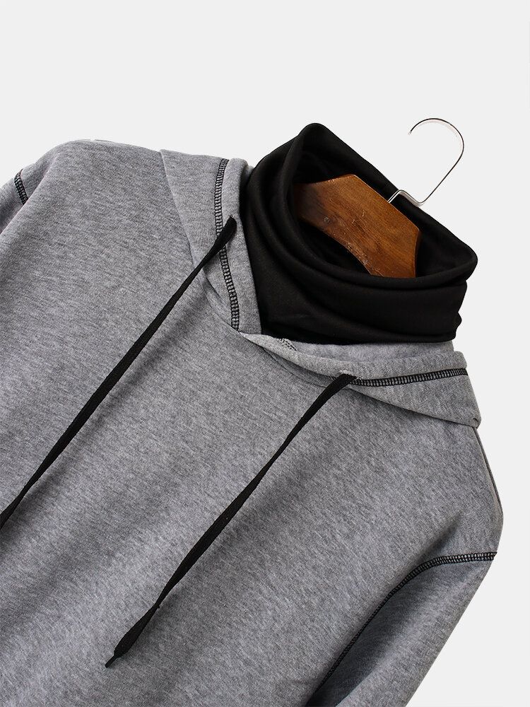 Herr Inside-out Kontrast Drop Shoulder Casual Snood Hoodie