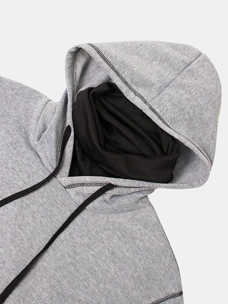 Herr Inside-out Kontrast Drop Shoulder Casual Snood Hoodie