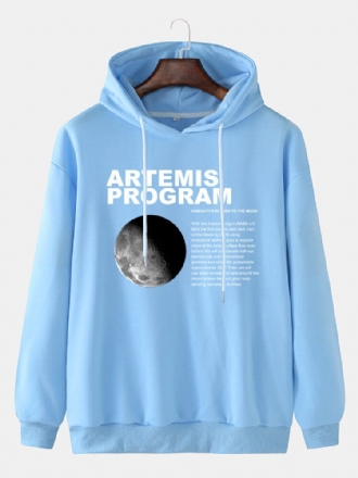 Herr Månen Grafiskt Brevtryck Enkla Långärmade Casual Hoodies