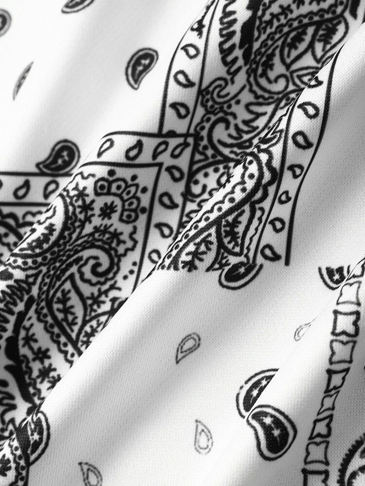 Herr Paisley Retro Ethnic Contrast Huvtröja Kangaroo Pockets Huvtröja