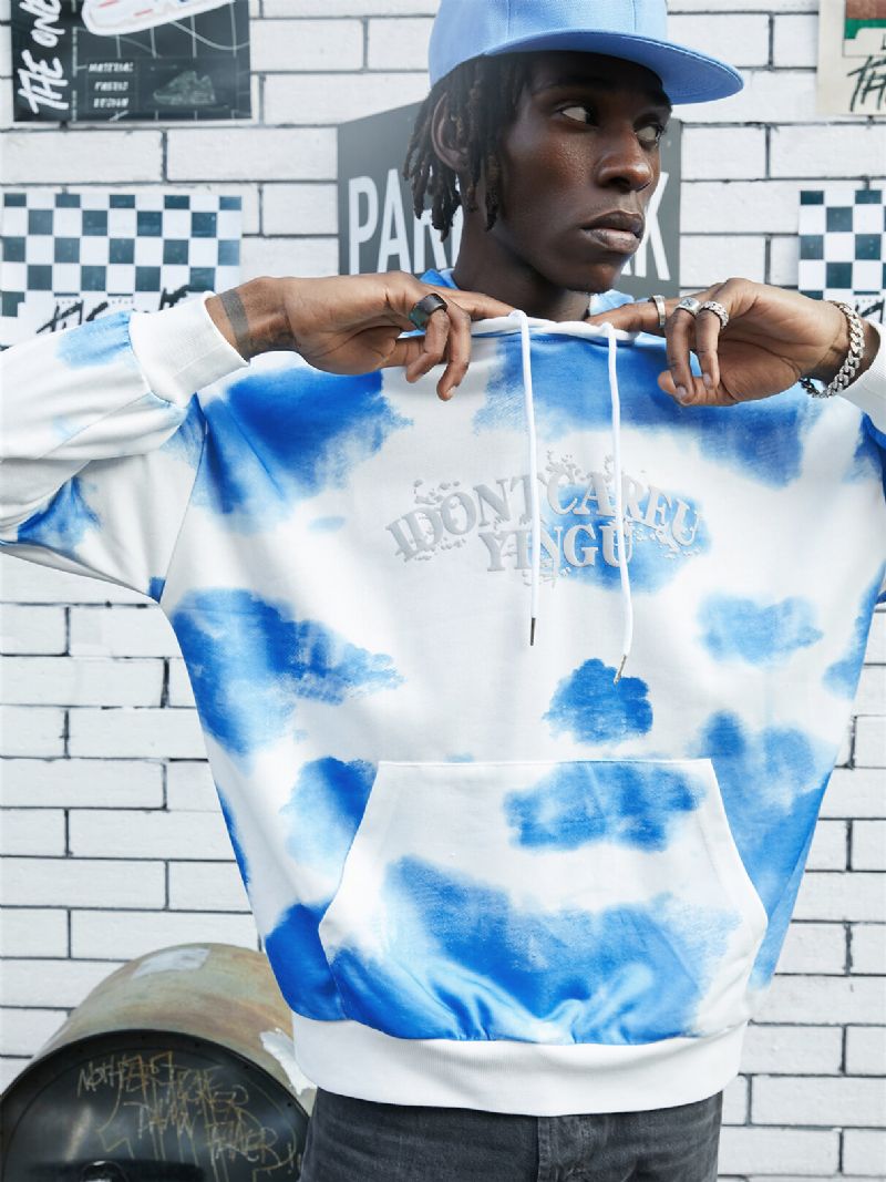 Herr Tie Dye Letter Print Pocket Hoodie