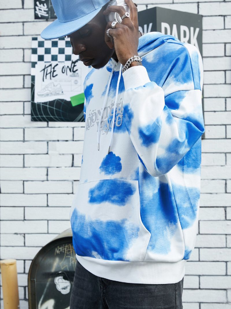 Herr Tie Dye Letter Print Pocket Hoodie