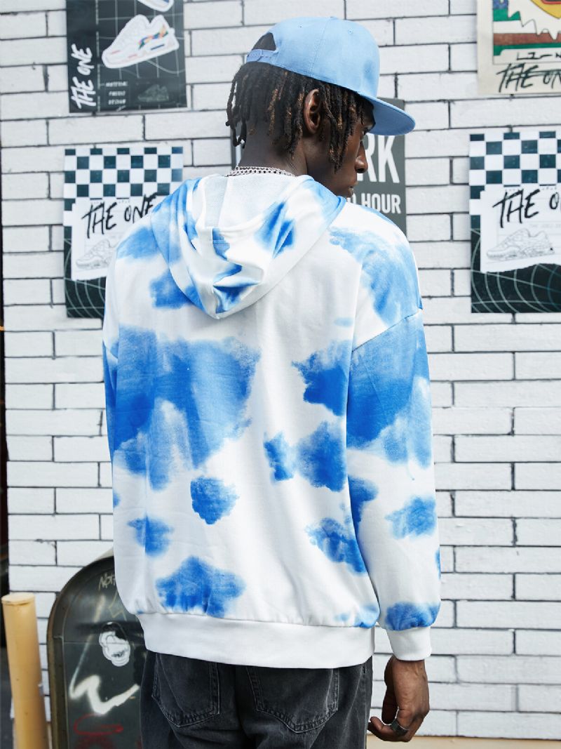 Herr Tie Dye Letter Print Pocket Hoodie