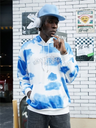 Herr Tie Dye Letter Print Pocket Hoodie