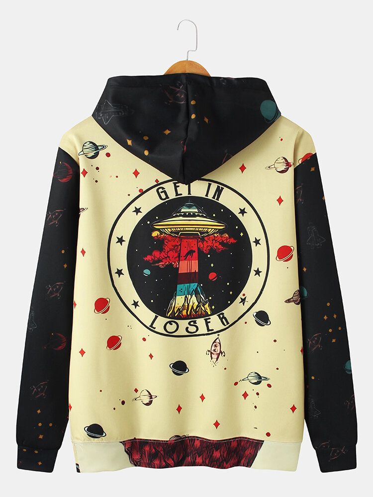 Herr Ufo Planet Graffititryck Kangaroo Pocket Design Hoodies