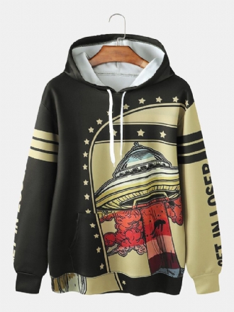 Herr Ufo Planet Graffititryck Kangaroo Pocket Design Hoodies