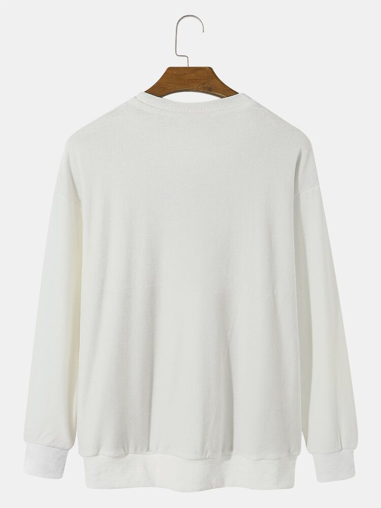 Herr Velvet Color Block Sweatshirt Med Rund Hals