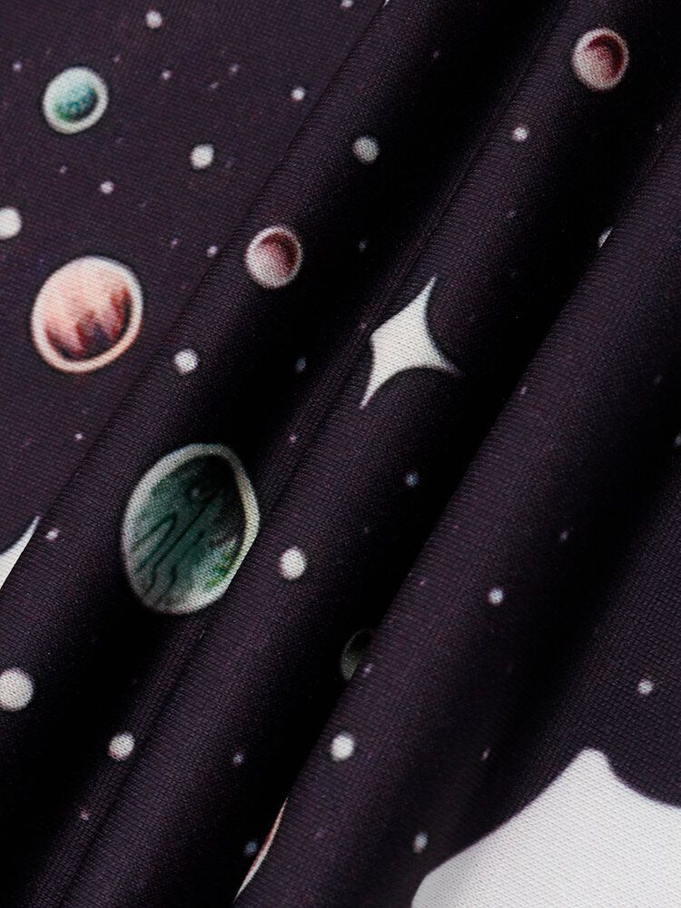 Herrdesign Astronaut Galaxy Print Långärmade Huvtröjor Med Ficka