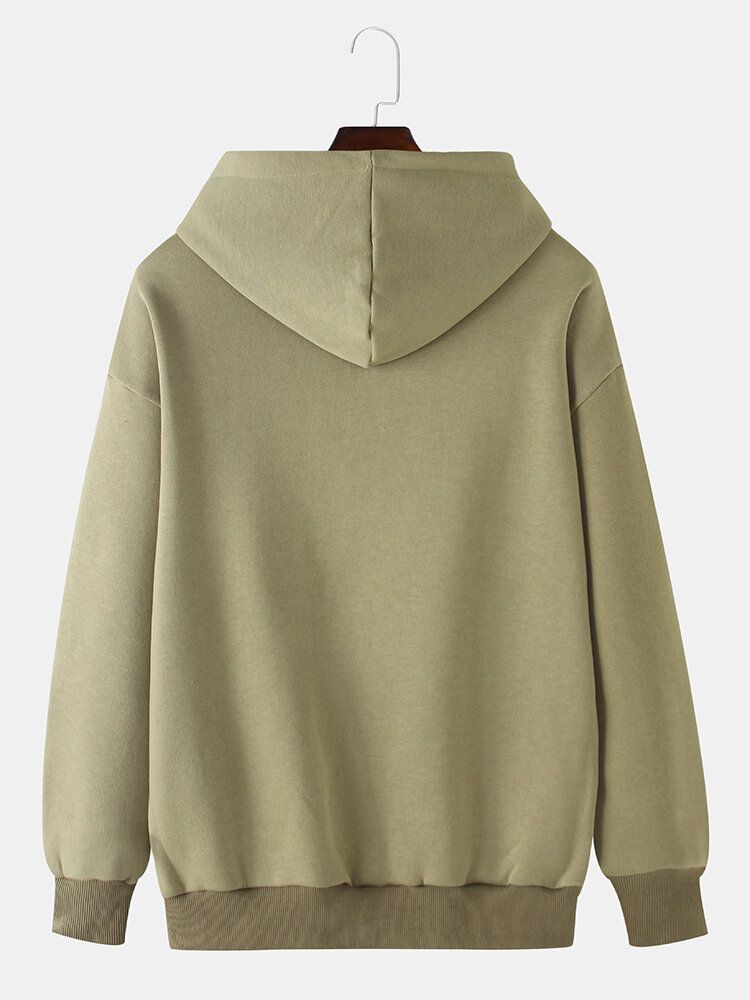 Herrslogan Tecknad Soltryck Enfärgad Känguruficka Casual Hoodie