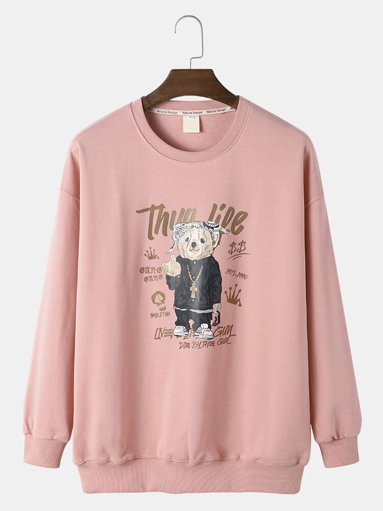 Hiphop-stil För Män Cartoon Loose Fit Sweatshirt