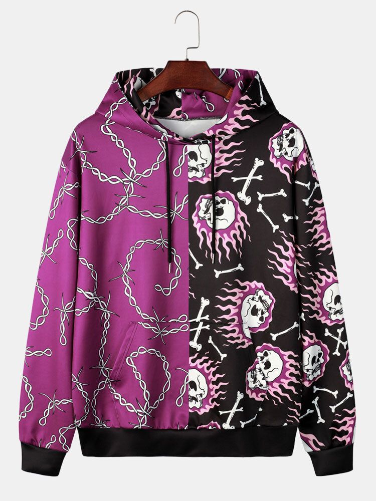 Hoodies För Halloween Evil Cartoon Patchwork För Män