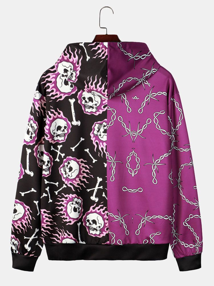 Hoodies För Halloween Evil Cartoon Patchwork För Män