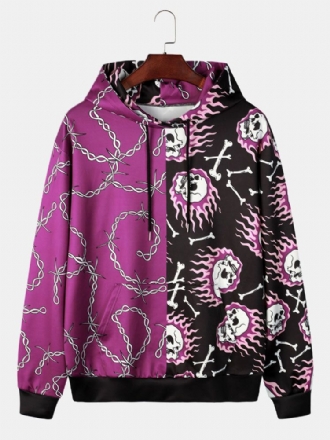 Hoodies För Halloween Evil Cartoon Patchwork För Män