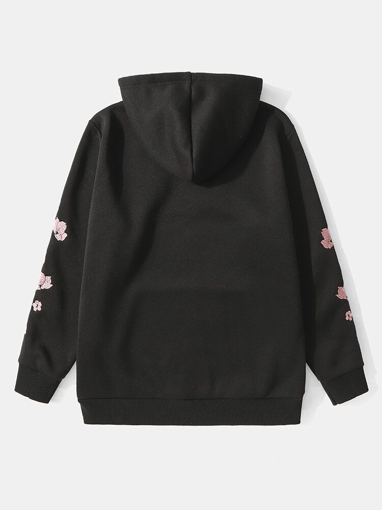 Japanska Hoodies Med Körsbärsblommor För Män Med Känguruficka