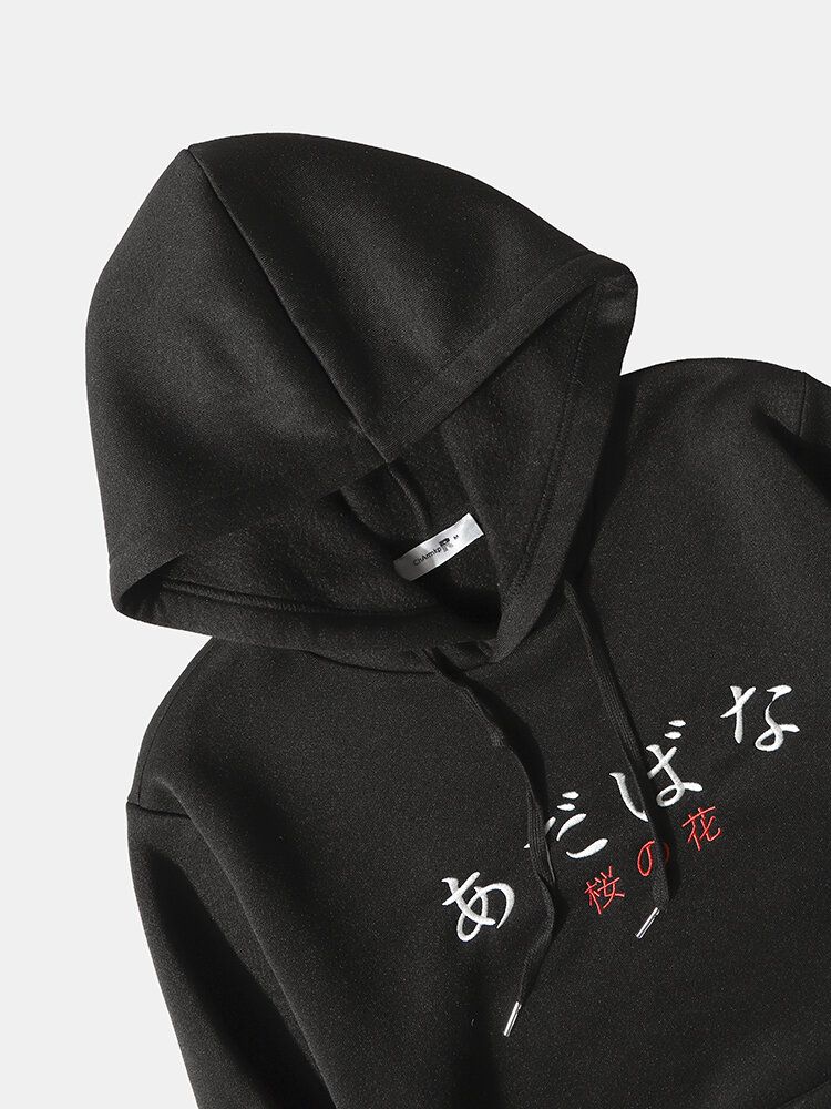 Japanska Hoodies Med Körsbärsblommor För Män Med Känguruficka