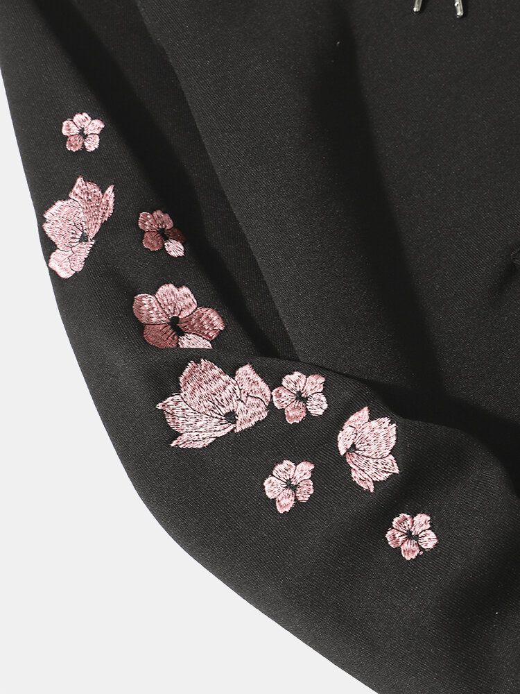 Japanska Hoodies Med Körsbärsblommor För Män Med Känguruficka