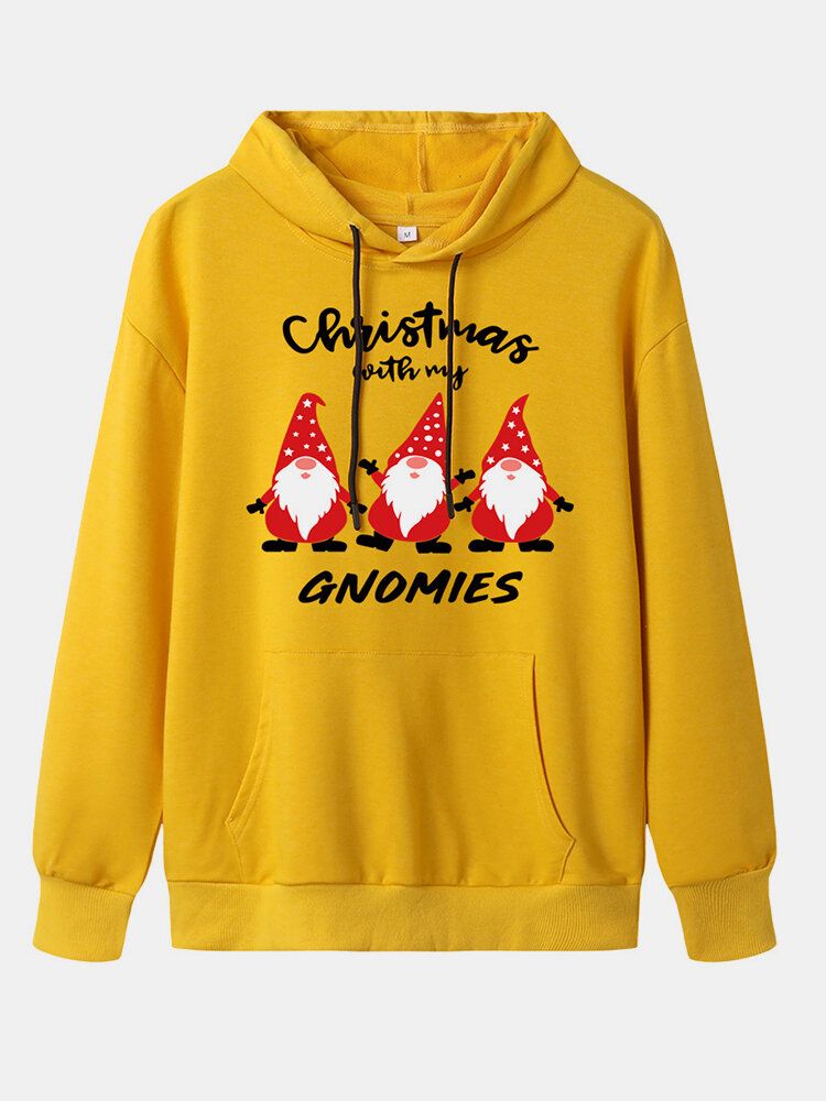 Jul Kvinnor Tecknad Santa Claus Print Långärmad Hoodies Med Dragsko