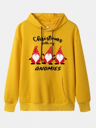 Jul Kvinnor Tecknad Santa Claus Print Långärmad Hoodies Med Dragsko