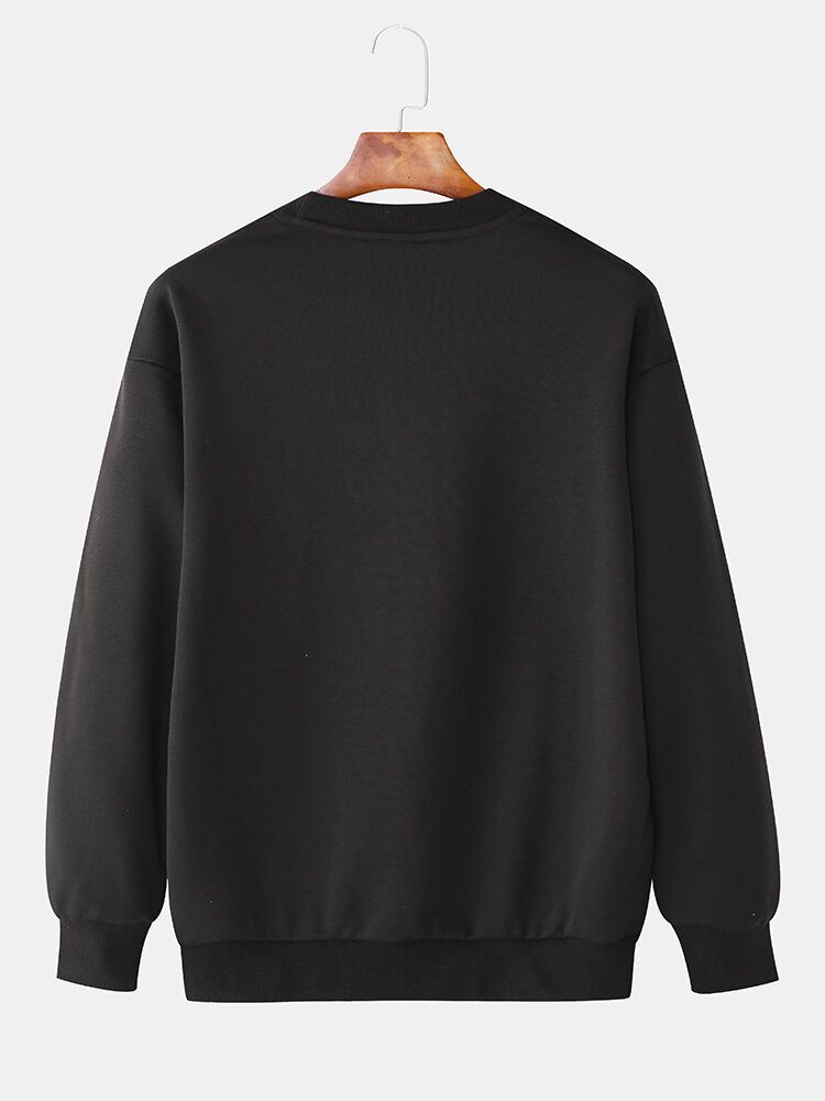 Katt Julgranstryck För Män Med Rund Hals-tröja Drop Shoulder Sweatshirts