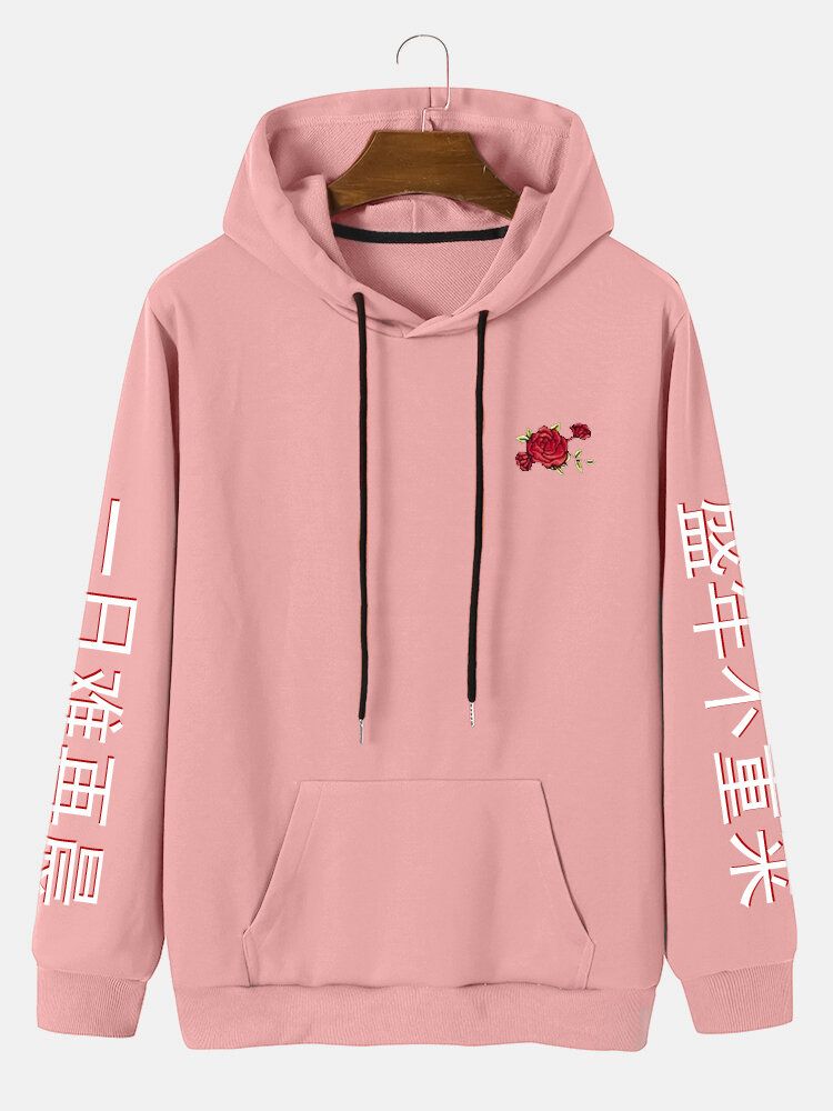 Kinesiska Tecken För Män Tryckta Påse Rose Hoodies