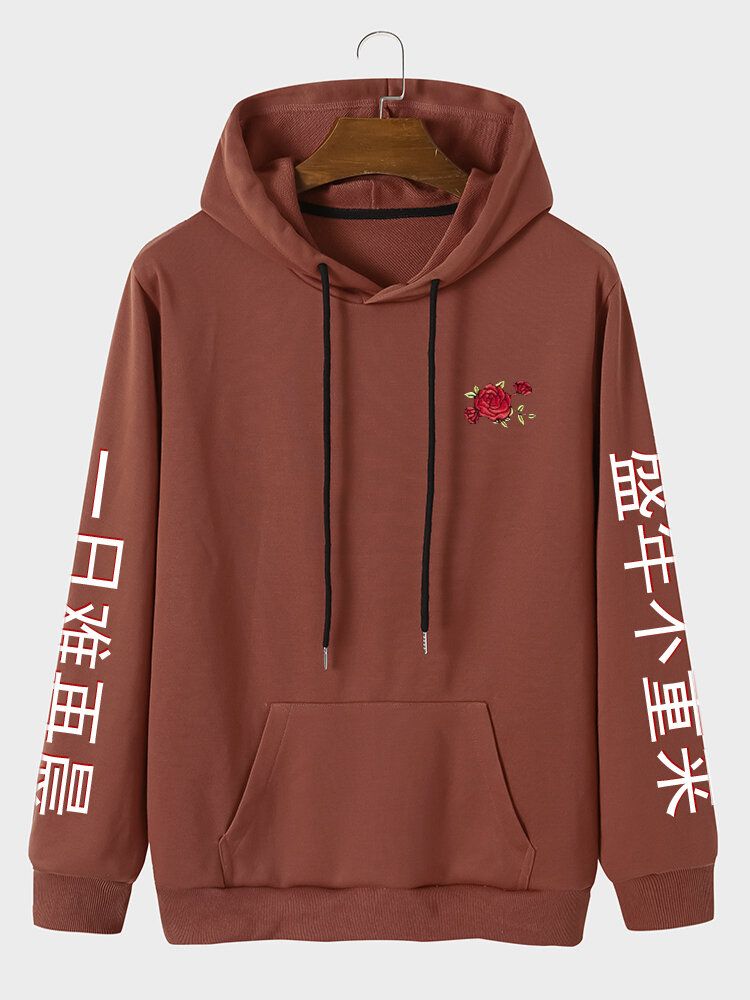 Kinesiska Tecken För Män Tryckta Påse Rose Hoodies