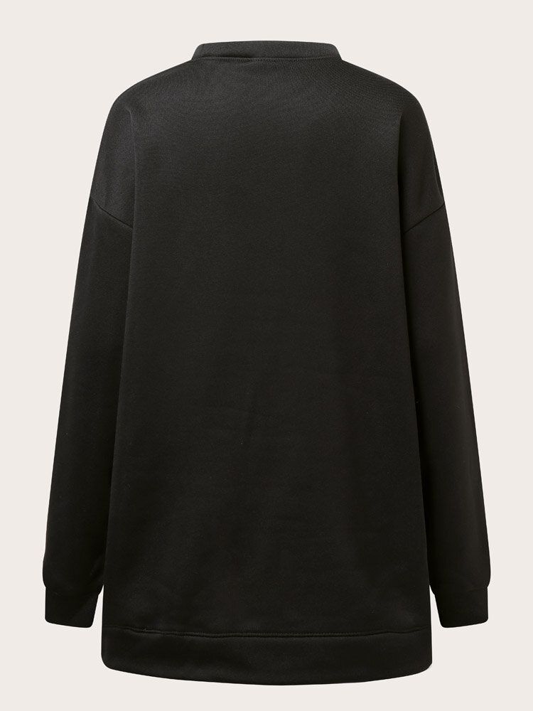 Kvinnor Jul Älg Söt Tecknad Rundhalsad Långärmad Casual Pullover Sweatshirt