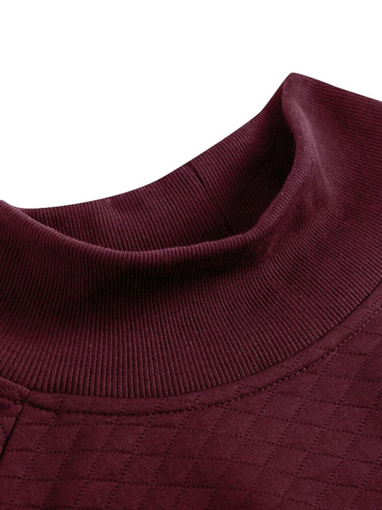 Kvinnor Rhombic Turtleneck Thic Helärmad Skarvad Oregelbunden Pullover Sweatshirt