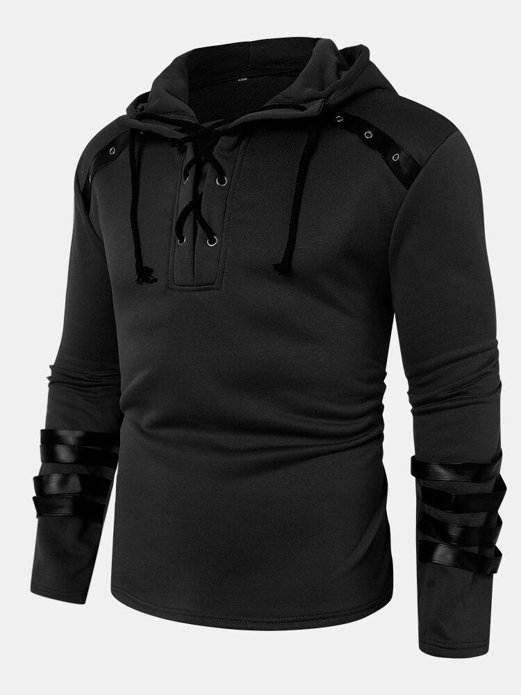 Långärmad Dragkrage För Män För Män Designer Enkel Casual Hoodie