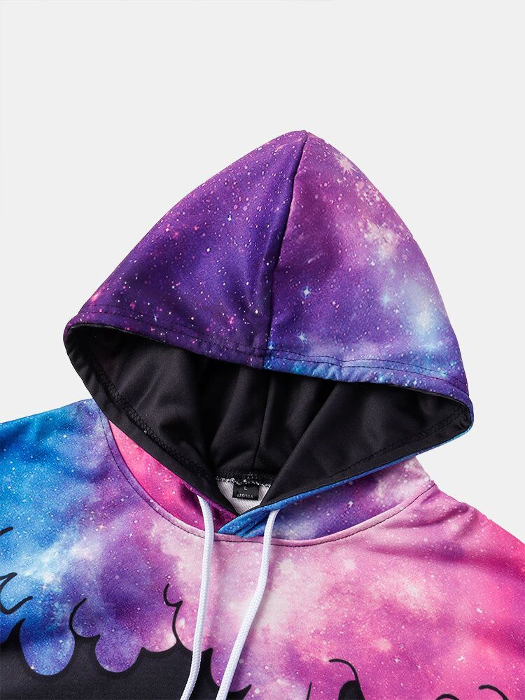 Långärmade Street Hoodies För Herr Stjärnhimmel Skeletttryck