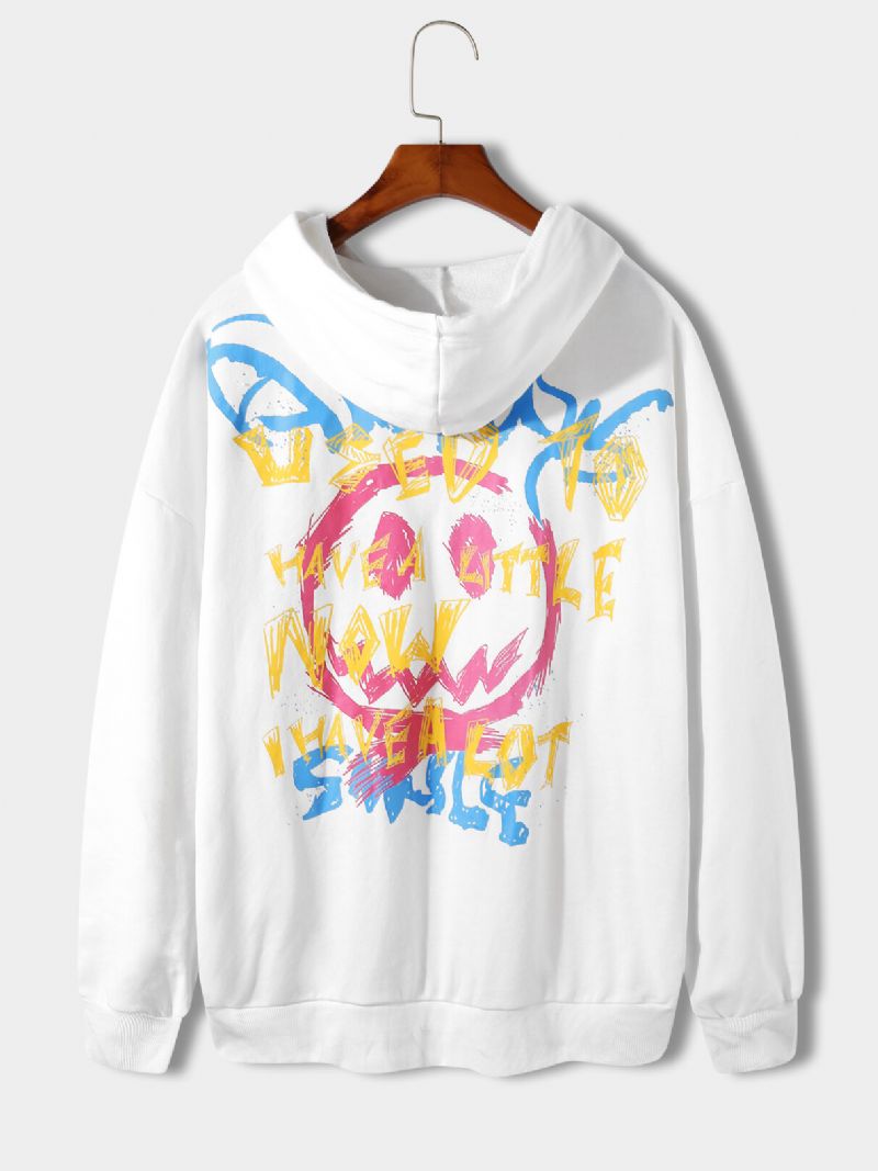 Män Funny Smile Graffiti Hoodie