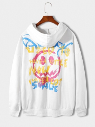 Män Funny Smile Graffiti Hoodie