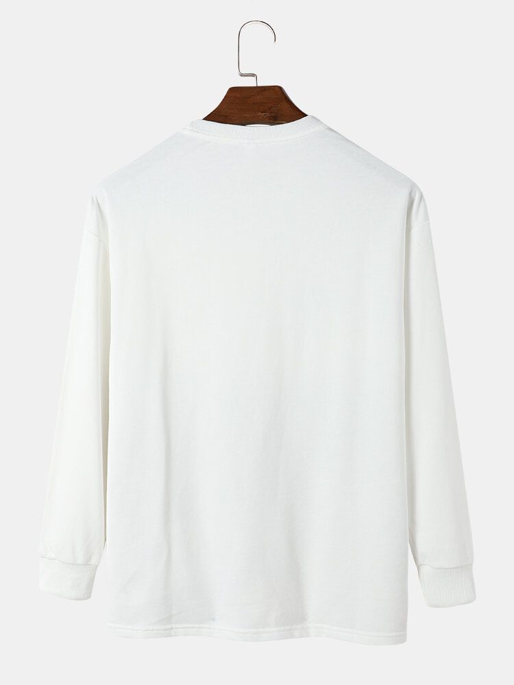 Män Landskapsmönster Letter Långärmad Casual Pullover Sweatshirt