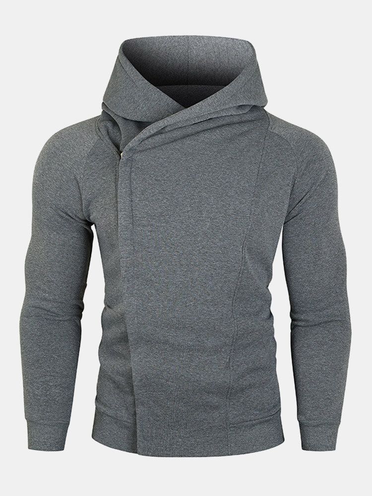 Massiv Dragkedja För Män Med Raglanärm Design Sport Hooded Sweatshirt