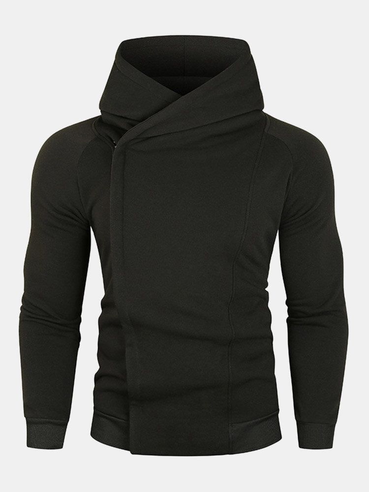 Massiv Dragkedja För Män Med Raglanärm Design Sport Hooded Sweatshirt